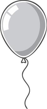 Gray Helium Balloon with Wavy String Floating Upwards Simple Line Drawing Illustration vector
