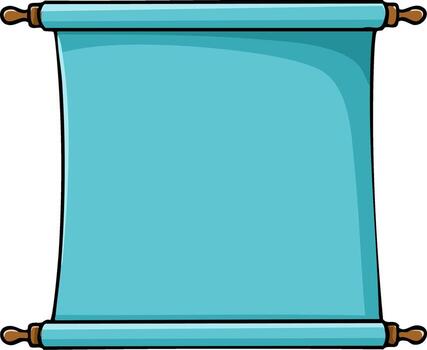 Blank scroll with turquoise paper and wooden handles, ready for text or design vector