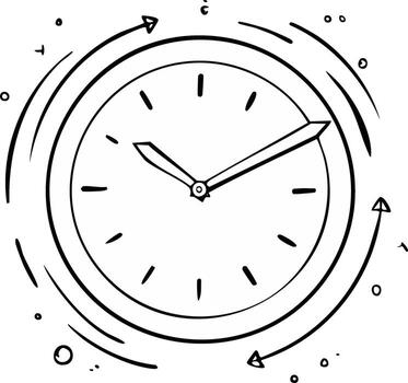 Clock Illustration with Circular Arrows Representing Time Cycle and Deadlines vector