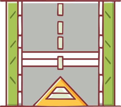 A road with a triangle and a triangle on it vector