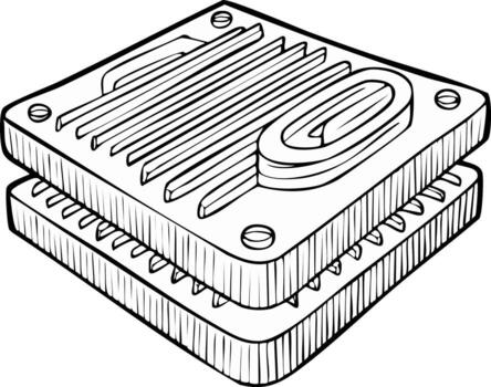 Isometric illustration of a 3D rendered, layered block with a detailed design vector