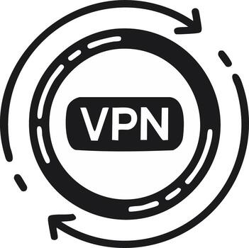 VPN Service Connection Black Icon Security Internet Network Privacy Arrow Symbol vector