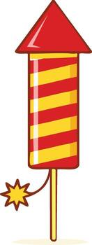 Bright Red and Yellow Striped Firework Rocket Ready to Launch with Spark vector