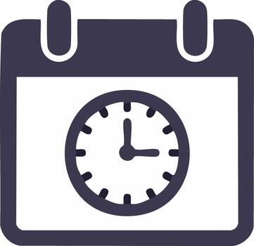 Calendar and clock icon representing time management planning and deadline scheduling vector