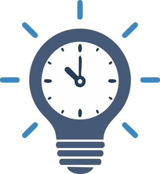 Lightbulb with clock face representing timely ideas and efficient problem solving vector