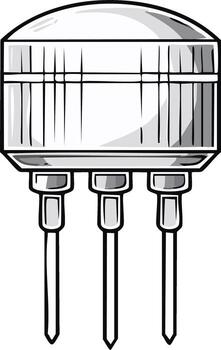 Abstract illustration of an electronic component in grayscale vector