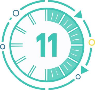 moderno circular Progreso bar con número once, representando tiempo, cuenta regresiva, o terminación estado indicador vector