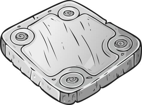 Isometric Stone Platform for Game Design with Swirl Details on a Cartoon Style vector