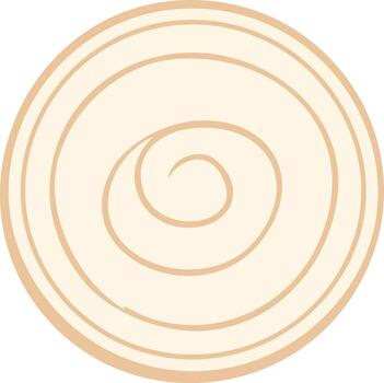 Beige Circle with Swirls Illustration Representing a Slice of Onion Rings or Tree Trunk vector