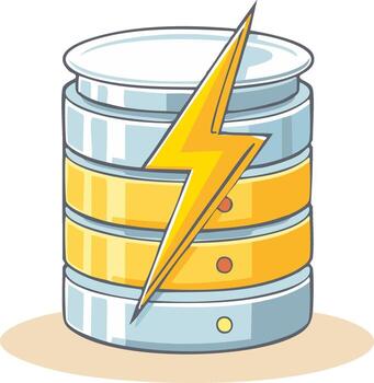 alto velocidad datos almacenamiento servidor con un relámpago tornillo símbolo vector