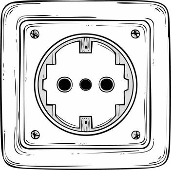 Electrical outlet, illustration of an electric power socket for home appliance connection, power source, drawing, sketch style vector