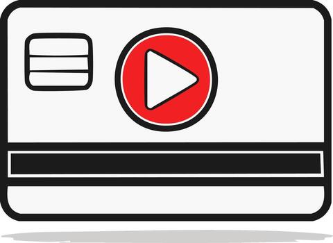 Stylized Card With Play Icon Digital Content Access and Creative Media Symbol, Multimedia Concept vector