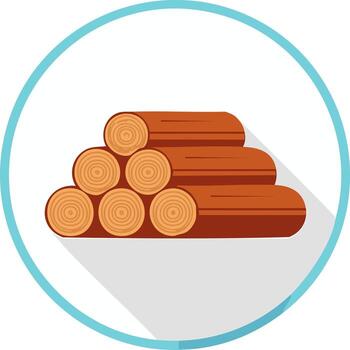 icon of a stack of firewood logs in a flat design style with a long shadow vector