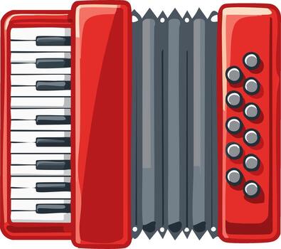 Red Accordion Illustration with Keys and Buttons Instrument Music vector