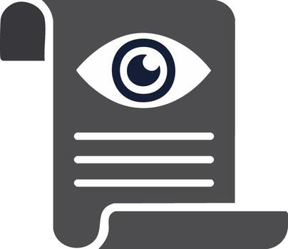 Digital document with eye symbol representing data security, privacy policy, and information review vector