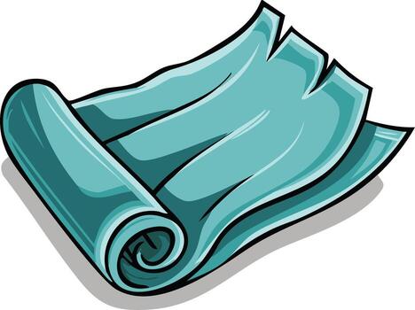 Rolled and Unfurled Blue Cloth Scroll with Torn Edges and Shadows vector
