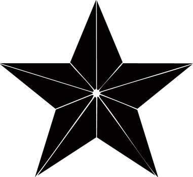 Black geometric star icon with five points and a faceted design element illustration vector