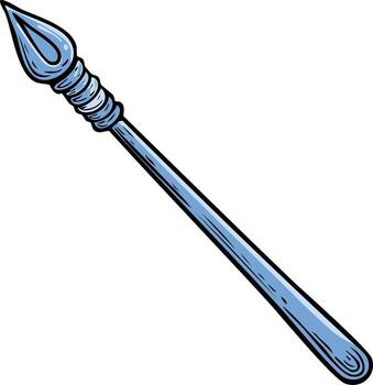 Cartoon Style Spear with Blue Tones Illustration a Sharp Pointed Weapon with Decorative Handle vector