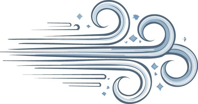 Stylized Illustration of a Strong Gust of Wind with Swirling Patterns and Particles vector