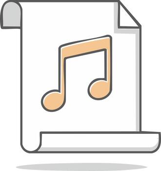 Musical Notes on a Scroll Document Icon Simple Illustration vector