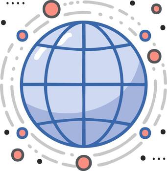 globo rodeado por satélite red, representando global comunicación y tecnología innovación vector