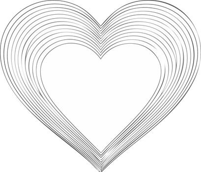 Heart shape created with layered, curved lines vector