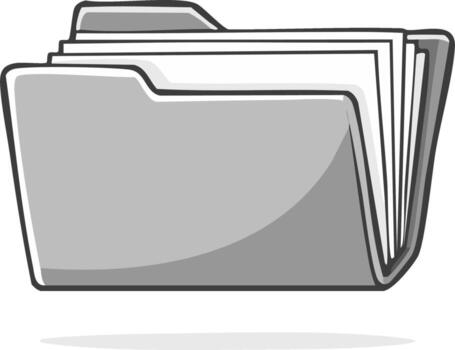 dibujos animados ilustración de un gris archivo carpeta con documentos adentro, diseño elemento vector