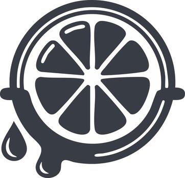 Stylized citrus fruit slice with juice drips fresh graphic design element vector