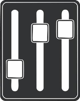 Simple graphic representation of three audio mixer sliders with rounded tops and square sliders vector