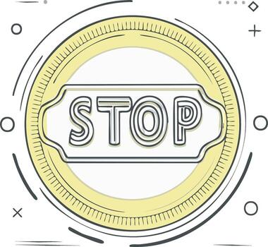 Stylized Stop Sign Circular Emblem with Dynamic Abstract Elements vector