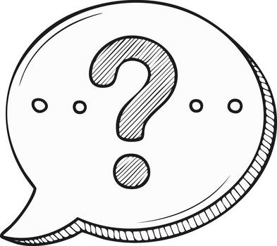 Question Mark in Speech Bubble Hand Drawn Style with Circles, Problem Solving and Asking vector