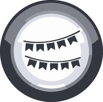 Glossy Grey Button Icon with Festive Pennant Flags and Party Bunting Illustration vector