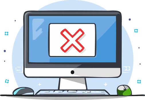 Error Message on Computer Screen With Mouse and Keyboard Device Concept vector