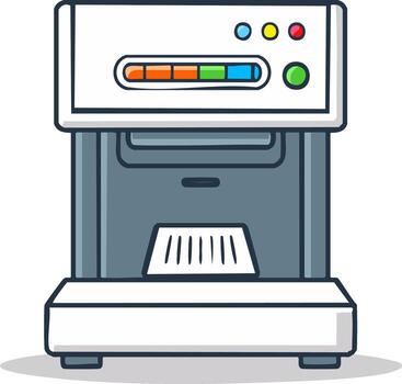 Illustration of large format printer with paper . Printing technology concept vector