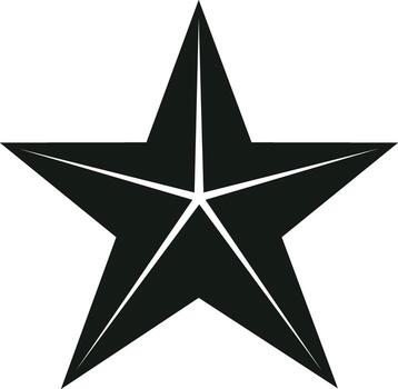 Black five pointed star symbol with geometric lines inside representing sharp edges and contrast vector