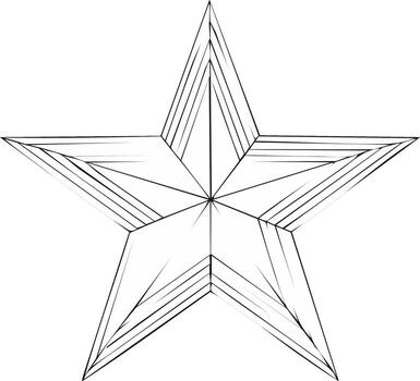 incompleto geométrico cinco puntas estrella línea Arte con resumen en capas facetado diseño vector