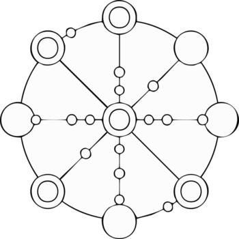 resumen radial red estructura compuesto de interconectado círculos y nodos vector