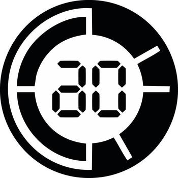 Black and white circular 30 seconds digital timer icon for countdown or time limit vector