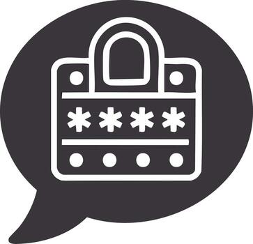 Password Protected Speech Bubble Icon, Secure Data Protection, Encrypted Security System, Safe Information, Confidential Access vector