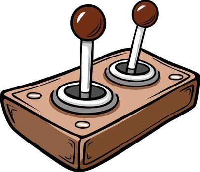 Vintage Arcade Game Controller Panel with Dual Joysticks Retro Gaming Illustration vector