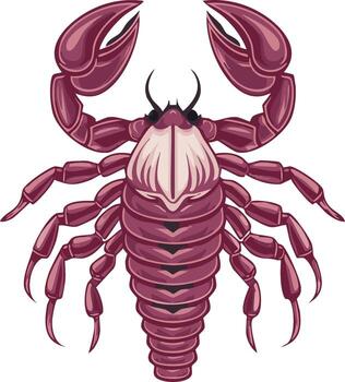 Stylized purple scorpion creature with large claws raised in a threat display vector