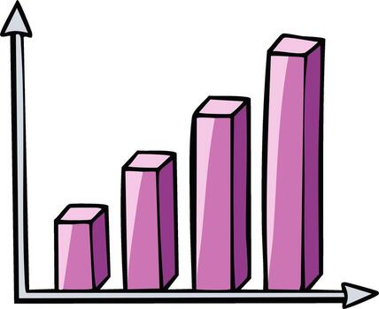 Cartoon Business Graph Chart with Upward Trending Bars for Presentations and Data Visualization vector