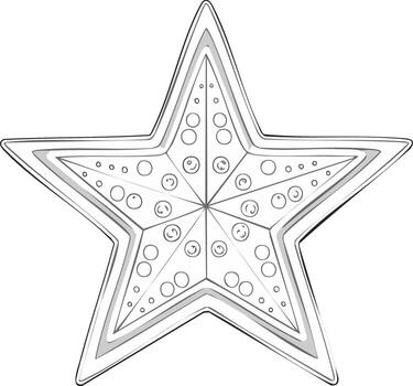 Stylized Starfish Line Art Design, Ocean Theme with Circles and Dots Pattern Illustration vector