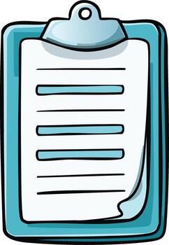 Turquoise Clipboard with Lined Paper for Notes Tasks and Assignments Illustration vector
