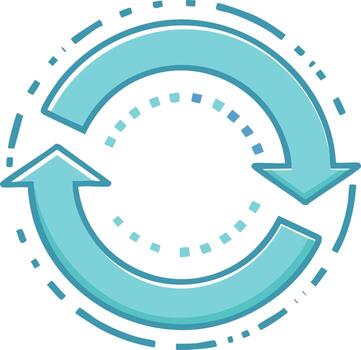circular flechas simbolizando ciclo o proceso, reciclar, recargando, actualizar, datos fluir, con puntos y guiones vector