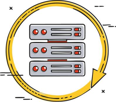 ilustración de servidor ordenadores dentro un flecha círculo, eso concepto vector