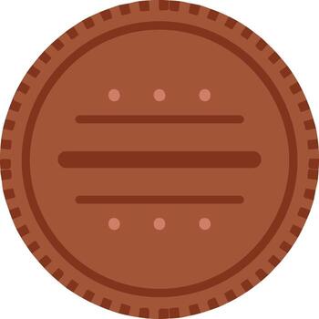 Abstract brown cookie illustration, flat design, circular pattern, decorative elements vector