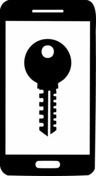 móvil teléfono con llave símbolo icono. concepto de acceso, seguridad, o proteccion vector