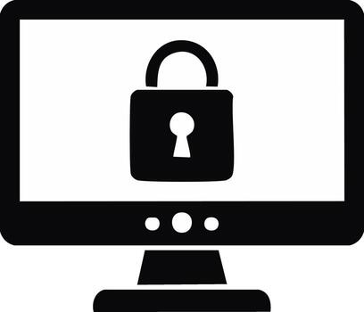 computadora monitor mostrando un candado representando seguro datos y seguridad icono vector