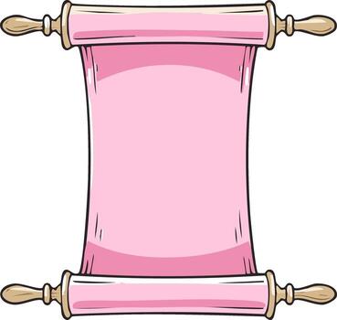 Pink Blank Scroll with Wooden Handles for Message or Invitation Decorative Design Element vector